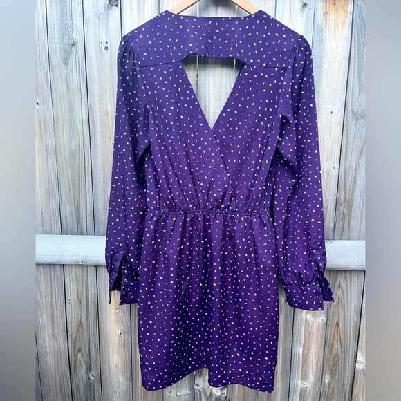 FINAL PRICE: BCBG Long Sleeve Purple Dress with Lime Green Zigzag Pattern - Picture 7 of 8